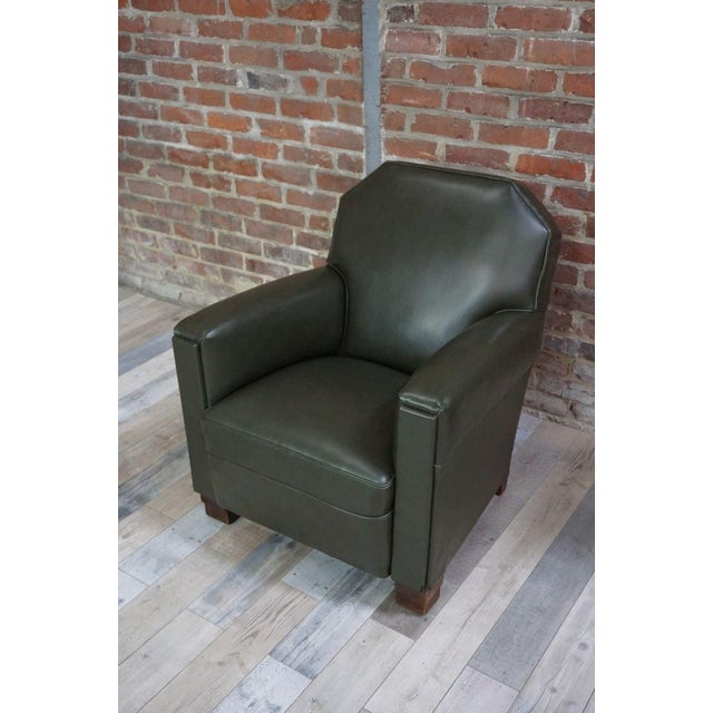 1930s Art Deco Wood and Skaï Club Chair, 1930s For Sale - Image 5 of 6
