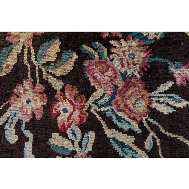 Doris Leslie Blau Savonnerie Antique Floral Brown Hand-Knotted Runner - c. 1800 For Sale In New York - Image 6 of 8
