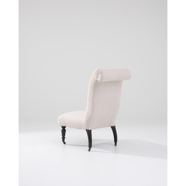 1900s French Wooden Upholstered Chair on Wheels For Sale - Image 4 of 18