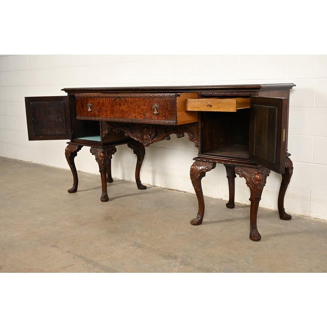 Berkey & Gay Style Chippendale Carved Mahogany Sideboard or Bar Cabinet, Circa 1920s For Sale In South Bend - Image 6 of 18