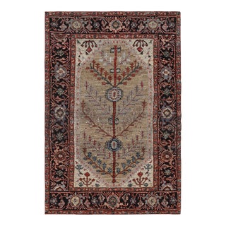 Rug & Kilim’s Persian Bakshaish Style Rug in Beige-Brown With Floral Patterns For Sale