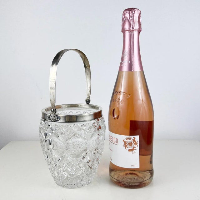 Vintage Italian Crystal and Silver Ice Bucket, 1940s For Sale - Image 9 of 10