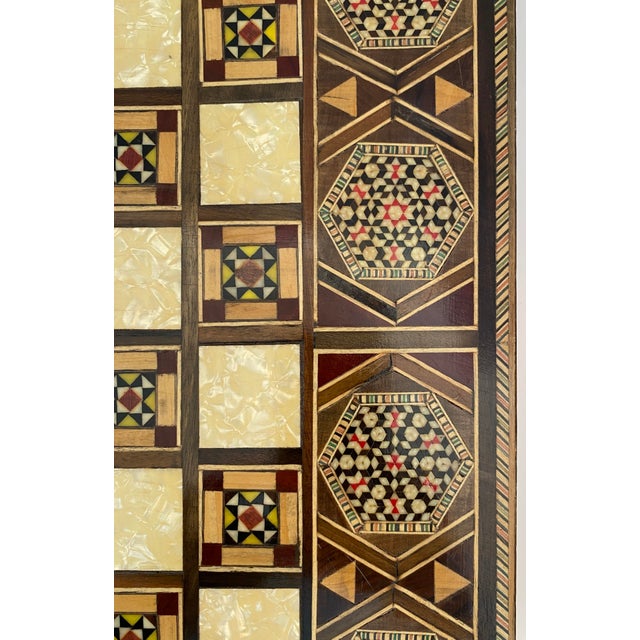 Mid 20th Century Syrian Style Mosaic Wooden Inlaid Marquetry Box Backgammon Set For Sale - Image 5 of 8