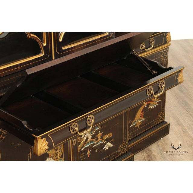 Karges Chinoiserie Decorated Breakfront China Display Cabinet For Sale - Image 9 of 12