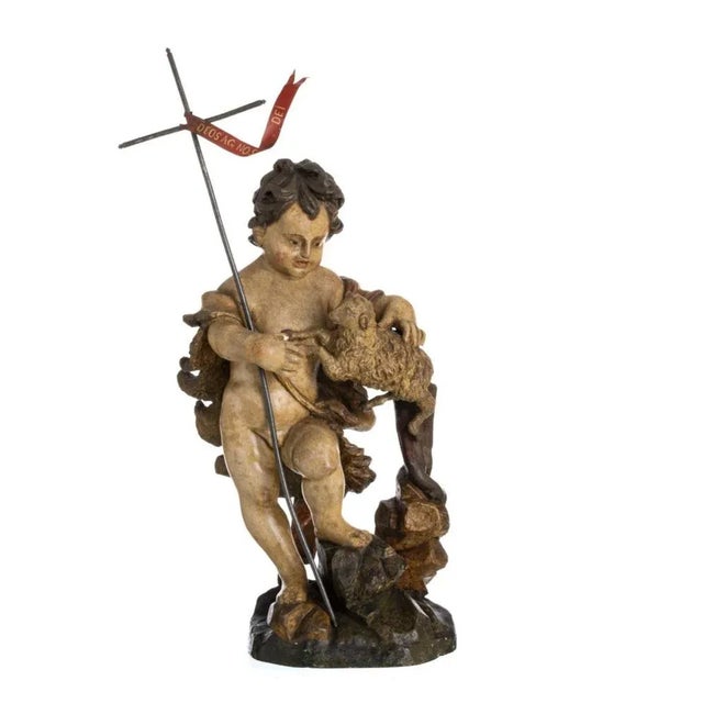 Saint John the Baptist Sculpture, 18th Century, Wood For Sale - Image 5 of 6