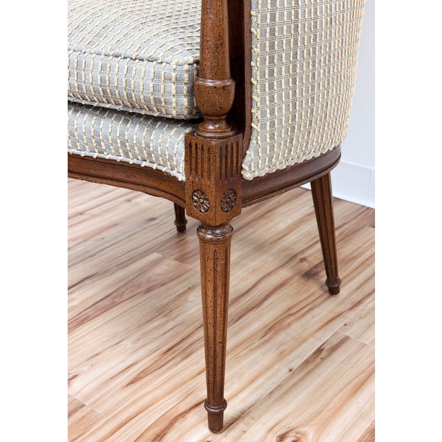 Vintage Louis XVI Style Carved Wood Arm Chair For Sale - Image 9 of 10