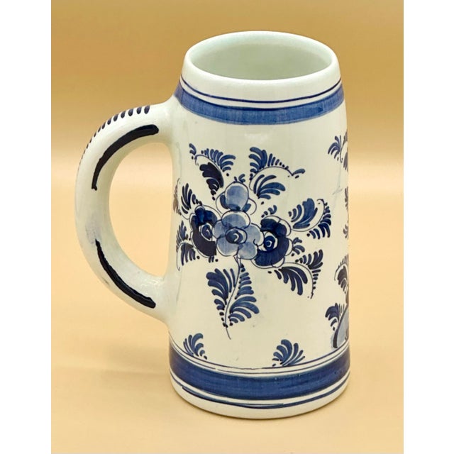 Mid 20th Century Hand-Painted Dutch Delft Blue & White Stein / Tankard For Sale - Image 10 of 11