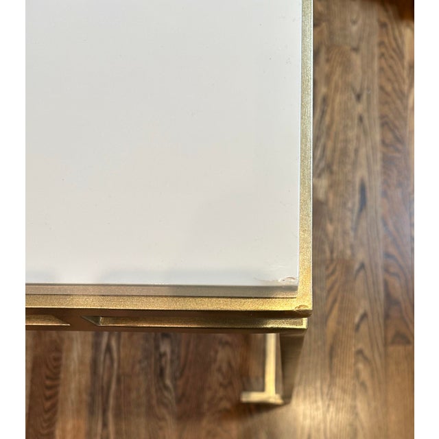 Jonathan Charles Silver-Leaf Gilded Iron Rectangular Desk For Sale - Image 9 of 10