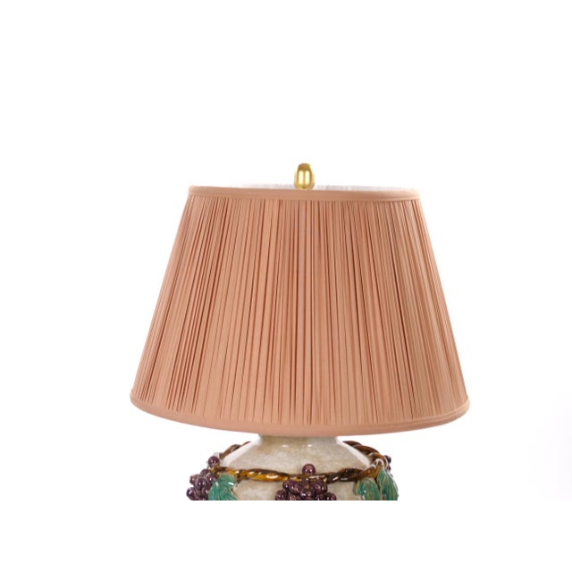 Mid-Century Modern Mid-Century Modern Italian Glazed Ceramic Grape and Vine Table Lamps –Pair For Sale - Image 3 of 11