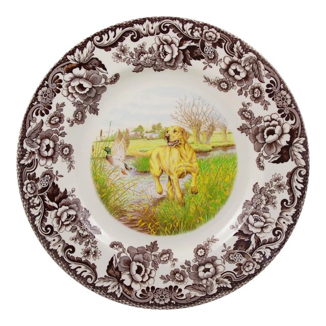 Spode Woodland Dogs Dinner Plate 10.5", Yellow Labrador For Sale
