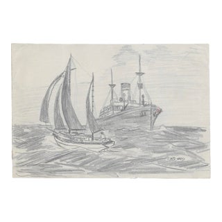 1943 Nautical Drawing by William Wood For Sale