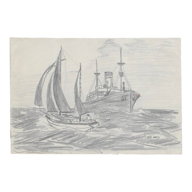 1943 Nautical Drawing by William Wood For Sale