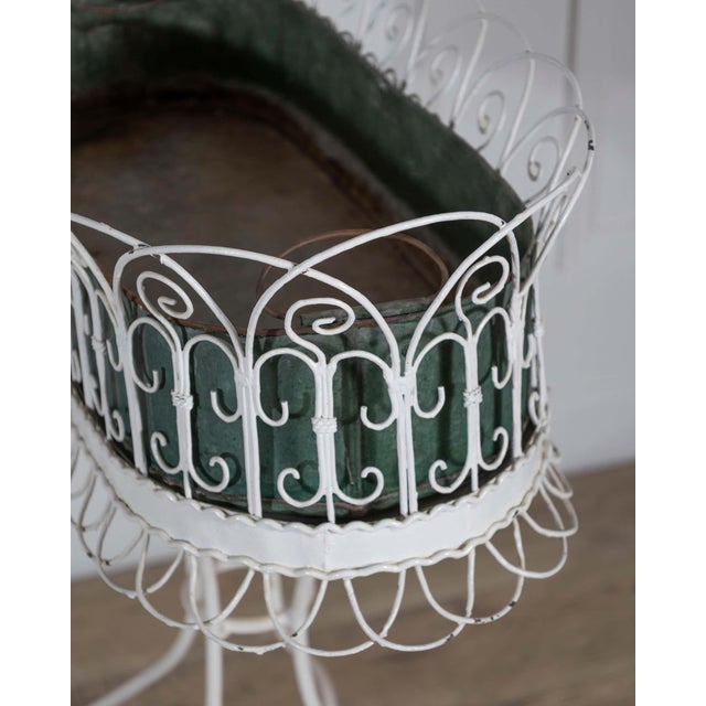 White Wrought Iron Planter with Scrollwork Stand, 20th Century For Sale - Image 8 of 10
