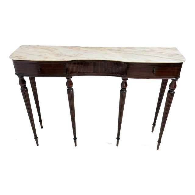 Italian Console Table with Marble Top, 1950s For Sale