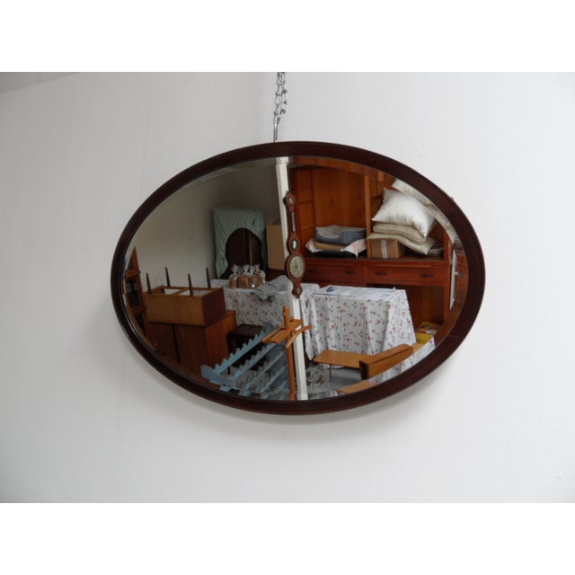 Antique Oval Mahogany Mirror, 1890s For Sale - Image 9 of 9