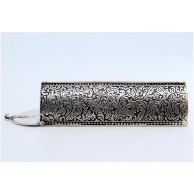 Embossed Silver Toothpick Holder For Sale - Image 6 of 10