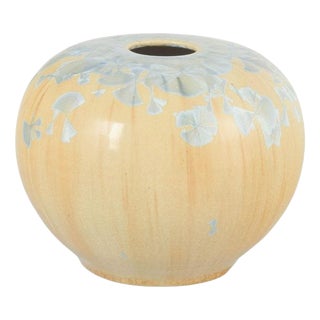 European Studio Pottery Blue and Beige Stoneware Vase For Sale