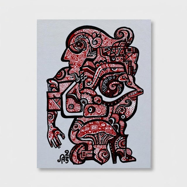 This is a one-of-a-kind original cubist painting by San Diego artist, Alexander Arshansky. Its dimensions are 18" x 14" x...