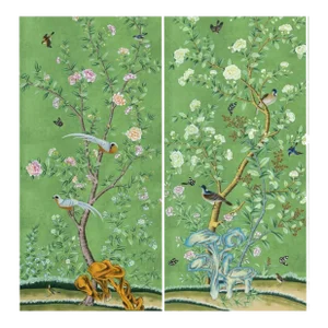 24" *48"/ Panel, a Set of Two Panels Chinoiserie Birds and Flowers Wall Artwork