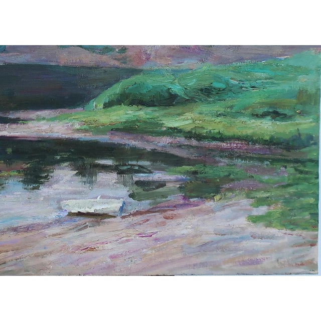 1970s Original Impressionism River Landscape Oil Painting, Ukrainian Art 50-70 For Sale - Image 5 of 6