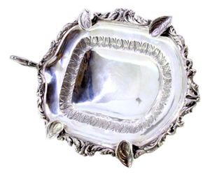 Silver Ashtray with Acanthus Leaves Relief, Cut-Out, Cigarette Holders and Feet with Appliqués