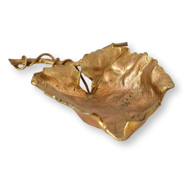 Boho Chic Gilt Grape Leaf Nut Dish, 3 Piece Set For Sale - Image 4 of 6
