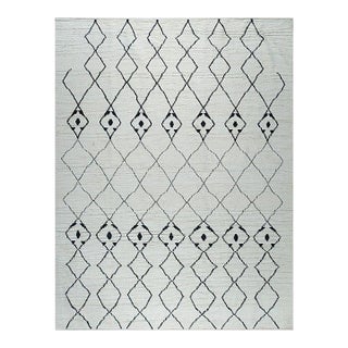 8x10 Ivory Hand-Knotted Wool Mirrored Diamond Lattice Oriental Modern Carpet Rug For Sale