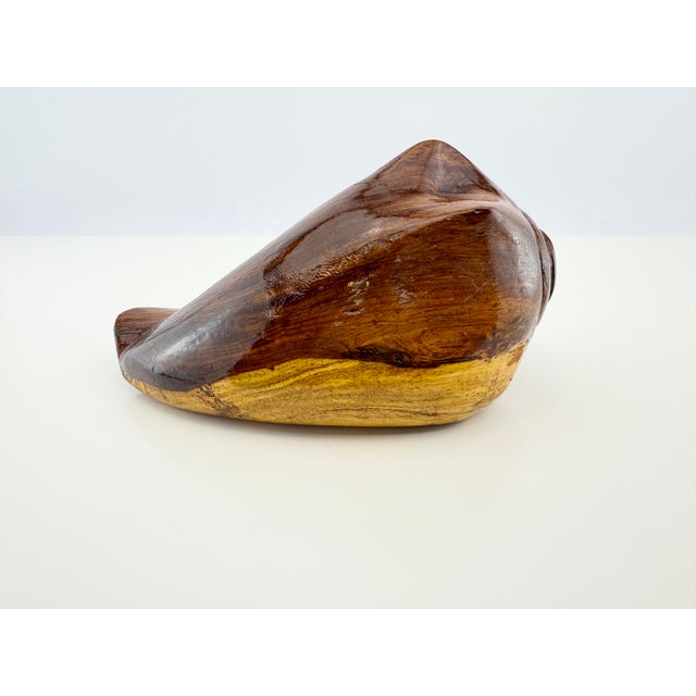 Brown Vintage Hand-Carved Solid Wood Conch Shell Sculpture For Sale - Image 8 of 12