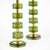 Pair of modern lamps made with brass structures and green hand-blown drum shaped Murano glass components. Each piece has...