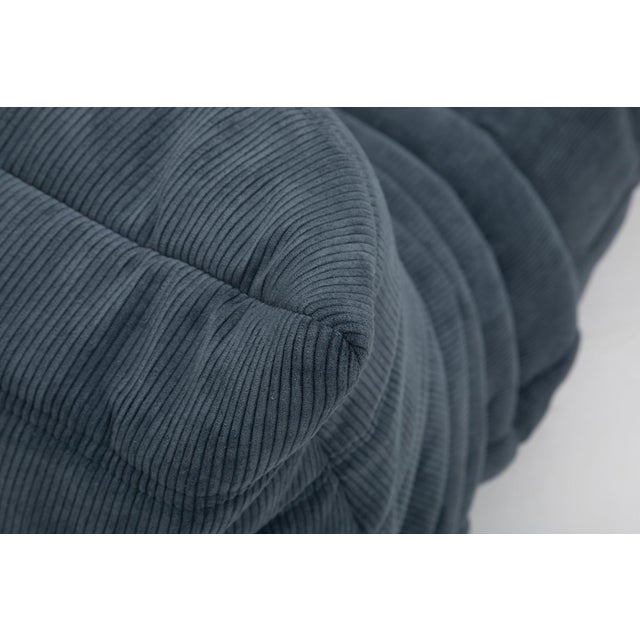 Togo Lounge Chair and Pouf in Grey Corduroy by Michel Ducaroy for Ligne Roset, 1973, Set of 2 For Sale - Image 17 of 18