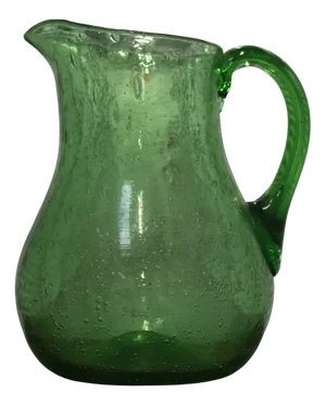 Large Green Glass Pitcher with Handle