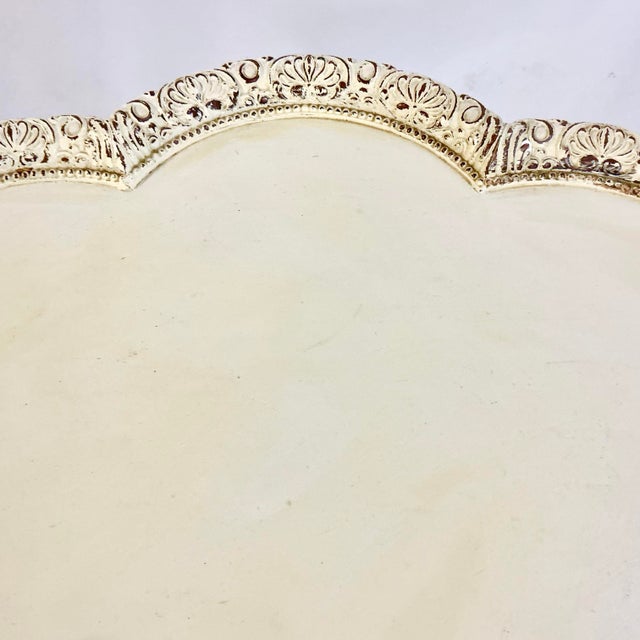 Early 20th Century Early 20th C. Antique Boho Chic Traditional Painted Pedestal Pie Crust Top Center Table. For Sale - Image 5 of 12