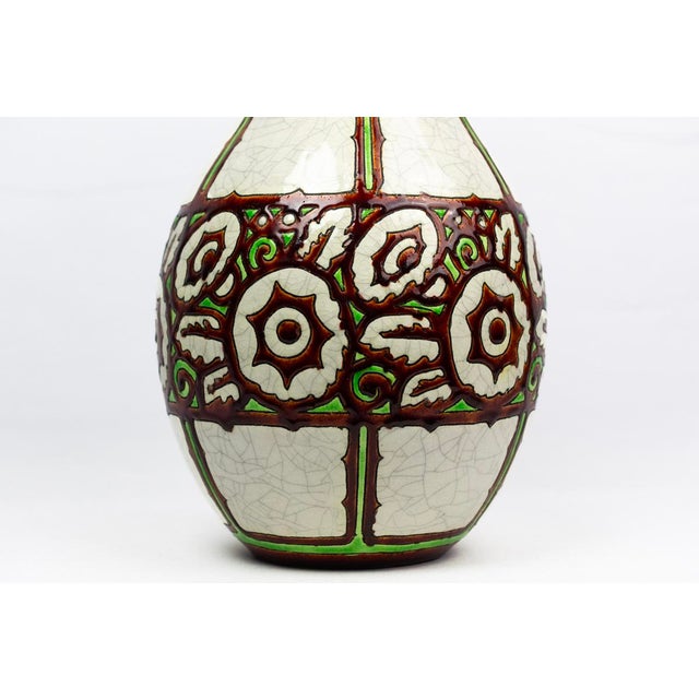 Art Deco Vase in Crackled Beige Glazed Ceramic with 983 Decoration by Charles Catteau for Boch La Louvière, 1925 For Sale - Image 6 of 12