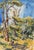 Modern Mid Century Modern Vertical Landscape With Fence in Acrylic on Paper by Bertram Spencer For Sale - Image 3 of 9