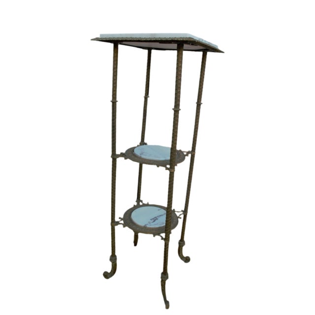 Gold Antique Victorian Style Three Tier Marble Occasional Side Table For Sale - Image 8 of 8