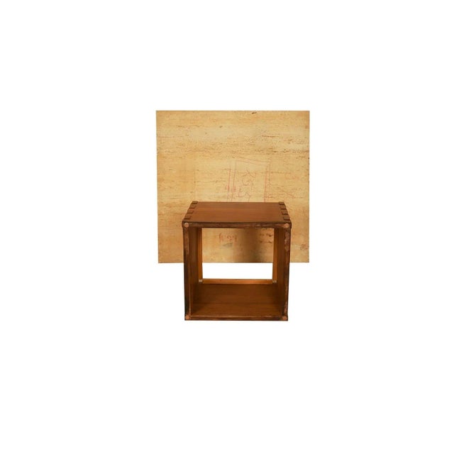 Brown 1970s Mid-Century Travertine Walnut Base Coffee Table For Sale - Image 8 of 11