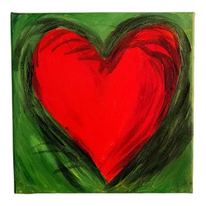 Abstract Oil Painting of a Heart by Janet Leombruni