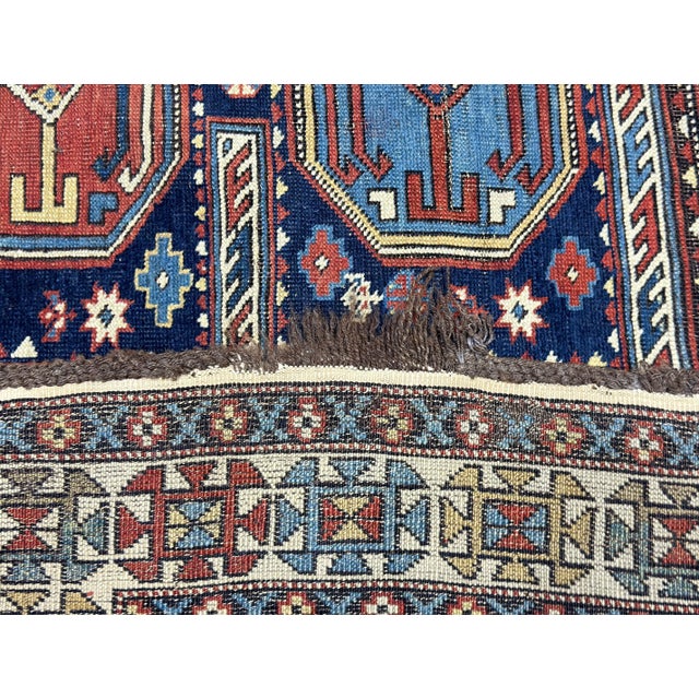 Antique Caucasian Kuba Rug 4'4" X 5’0” For Sale - Image 4 of 5