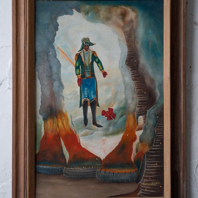 Modern Dessalines in Sorrow - Haitian Painting, 1986 For Sale - Image 3 of 11