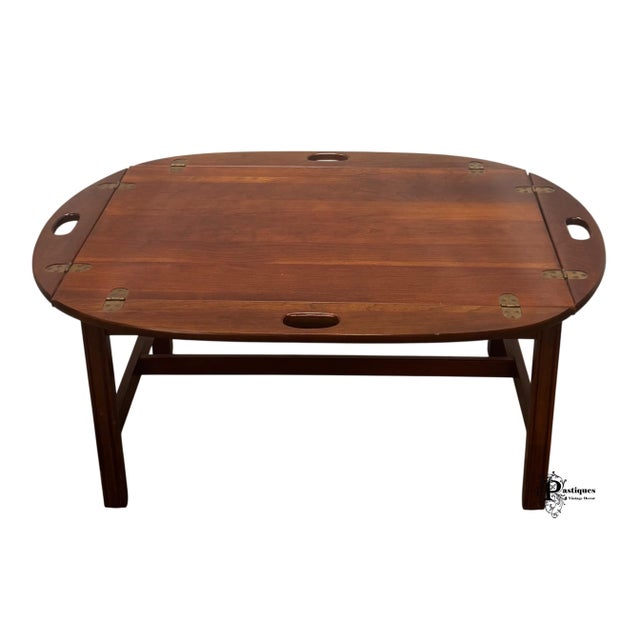 Late 20th Century Vintage Traditional Chippendale Style Mahogany Butler’s Tray Coffee Table For Sale - Image 5 of 11