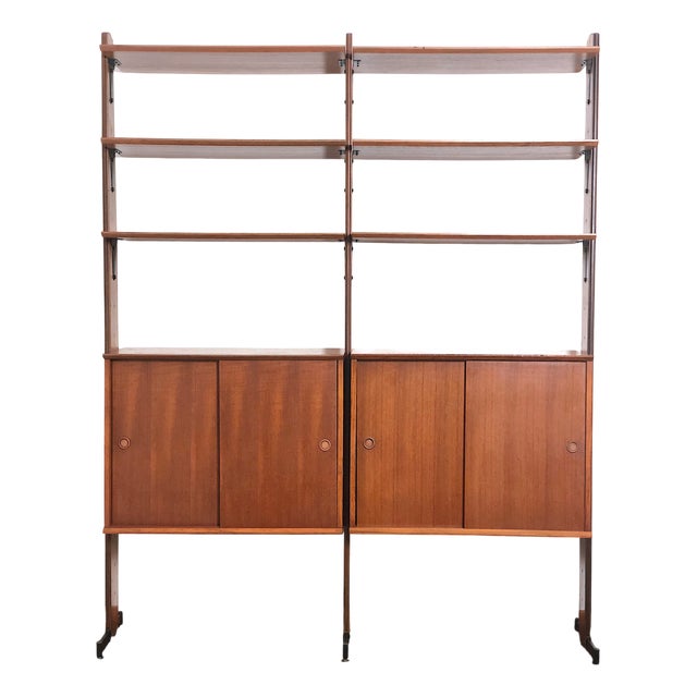 Vintage Double-Sided Bookcase with 2 Bays, Italy, 1960s For Sale