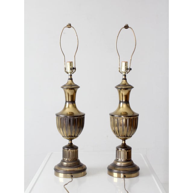 Vintage Brass Urn Table Lamps Pair For Sale - Image 12 of 12