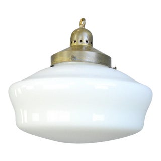 1930s Large Dutch Art Deco Opaline Light For Sale