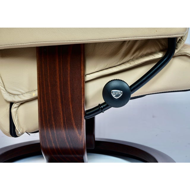 Wood Ekornes Stressless Consul Recliner Leather Chair For Sale - Image 7 of 11