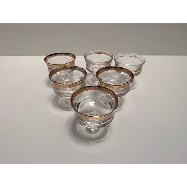 Murano Glass Medici Gold Rim Dessert Bowl Set, 1970s, Set of 6 For Sale - Image 3 of 9