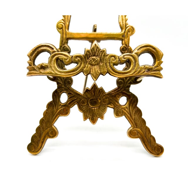 Vintage Ornate Floral Brass Display Easel — Rococo Revival / Hollywood Regency / Traditional For Sale - Image 9 of 9