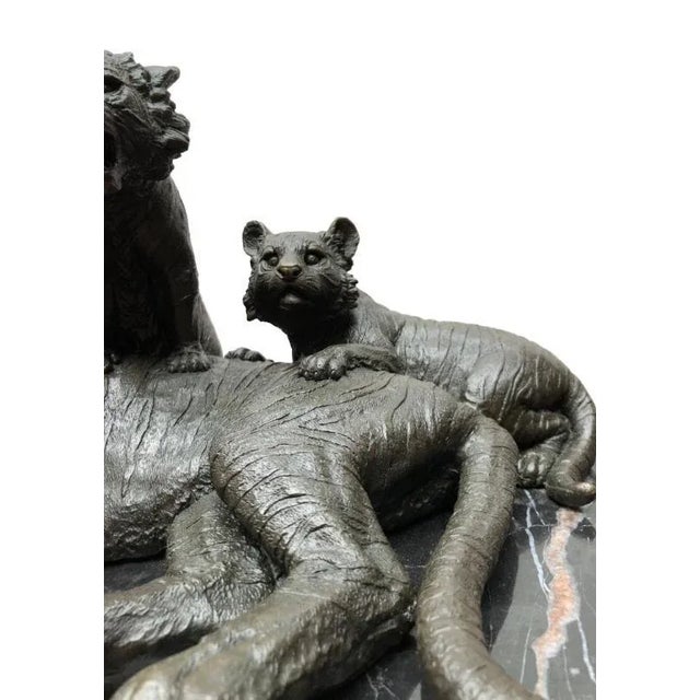 Bronze Casting Depicting Tiger and Cubs, 20th Century For Sale - Image 6 of 13