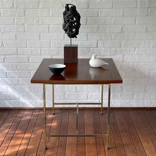 Paul McCobb Side Table with Brass Base by Calvin For Sale - Image 10 of 10