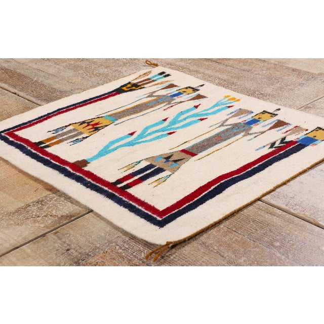 Ivory Vintage Yeibichai Southwest Rug, 02'01 X 02'00 For Sale - Image 8 of 10