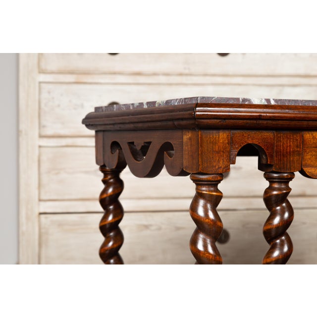 English English 1850s Barley Twist Mahogany Console Table with Red Marble Top For Sale - Image 3 of 12